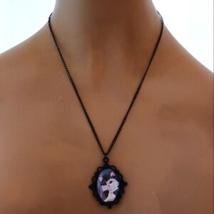 Lisa Frank Tuxedo Cat Pendant.